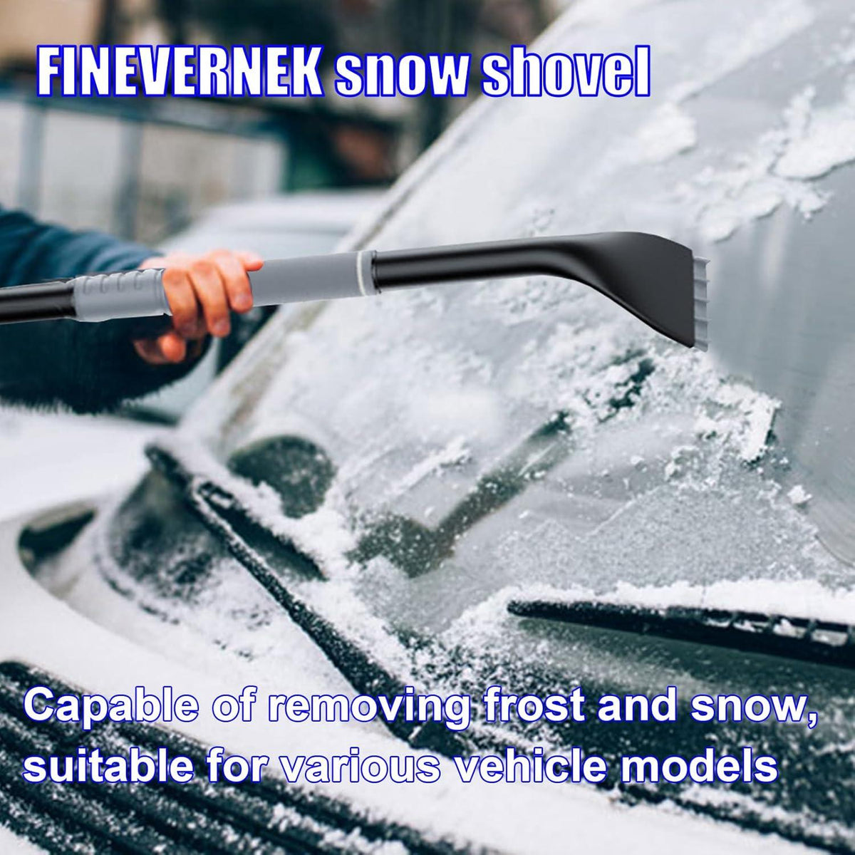 Eiskratzer Auto mit Besen 3-in-1 Schneebürste Schneeschaufel Schwarz