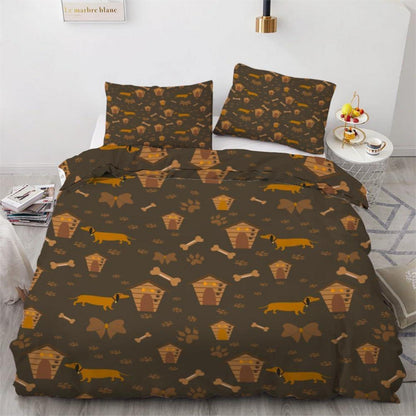 Dackel Kinderbettwäsche Set 135x200 cm 4-teilig Mikrofaser
