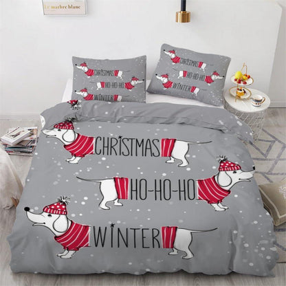 Dackel Bettwäsche Set 135x200 cm - 4-teilig Mikrofaser Weihnachten