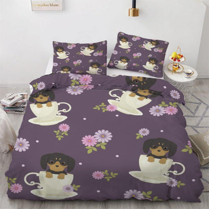 Dackel Bettwäsche Set 135x200 cm - Kawaii Kinderzimmer Dekor
