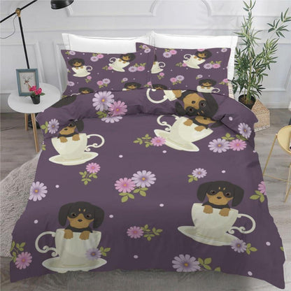 Dackel Bettwäsche Set 135x200 cm - Kawaii Kinderzimmer Dekor