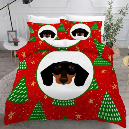 Dackel Bettwäsche Set 200x200 cm - 3-teilig Mikrofaser Weihnachten