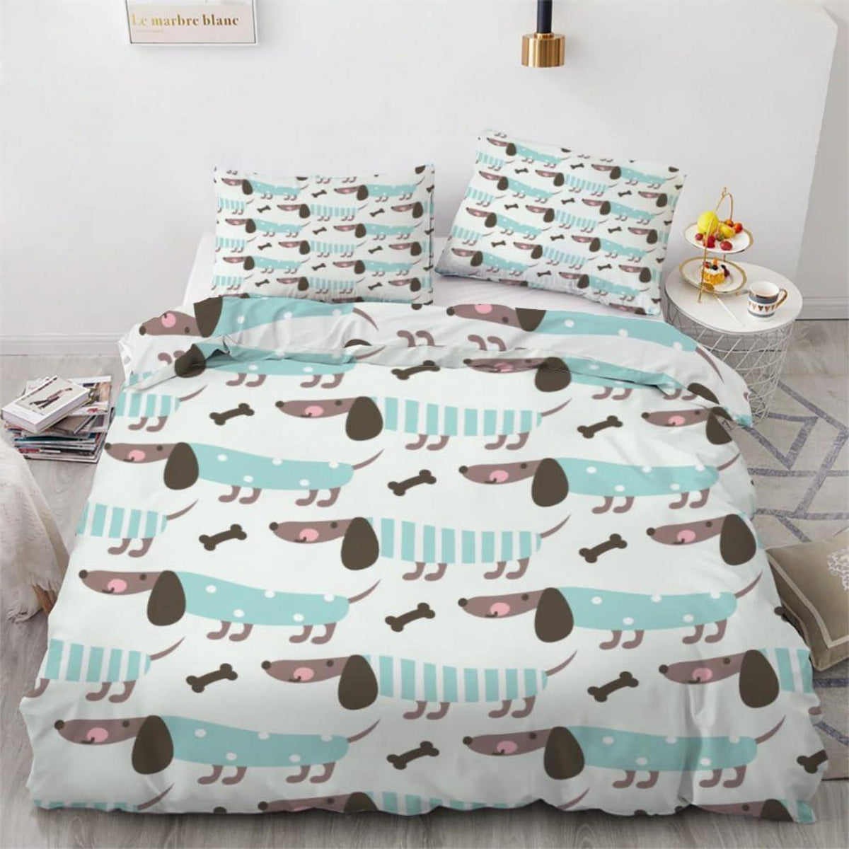 Dackel Kinderbettwäsche Set 135x200 cm 4-teilig Mikrofaser