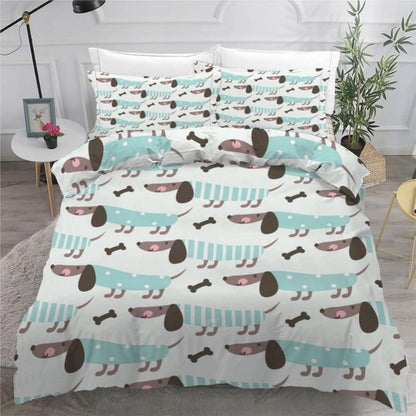Dackel Kinderbettwäsche Set 135x200 cm 4-teilig Mikrofaser