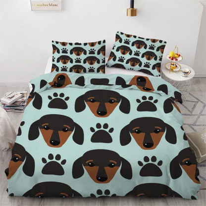 Dackel Bettwäsche Set 135x200 cm - Kawaii Kinderzimmer Dekor