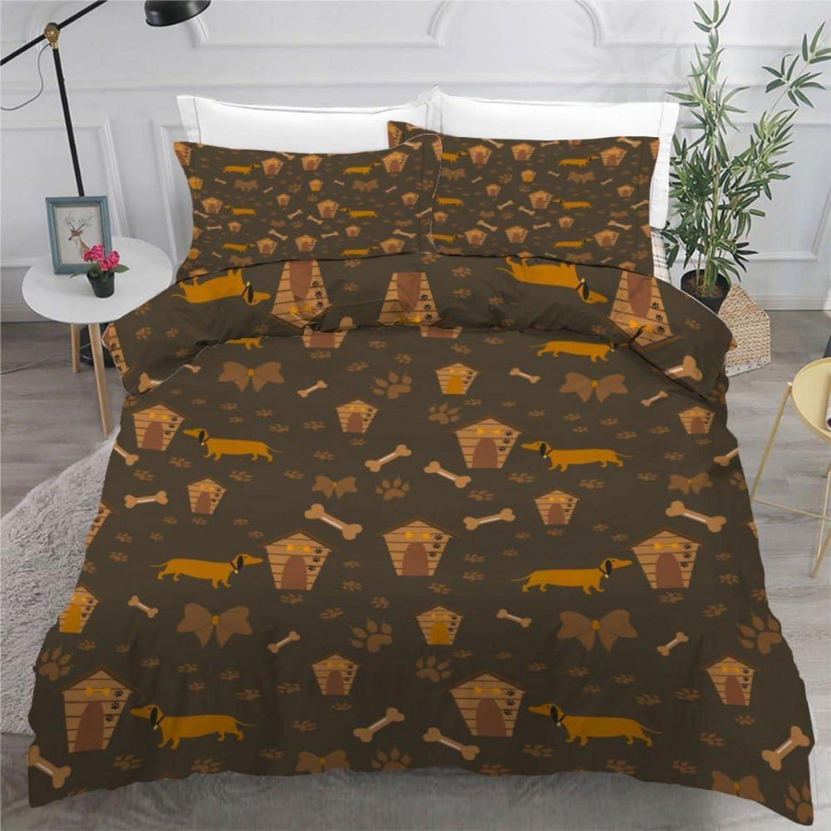 Dackel Bettwäsche Set 220x240 cm - 3-teilig Mikrofaser