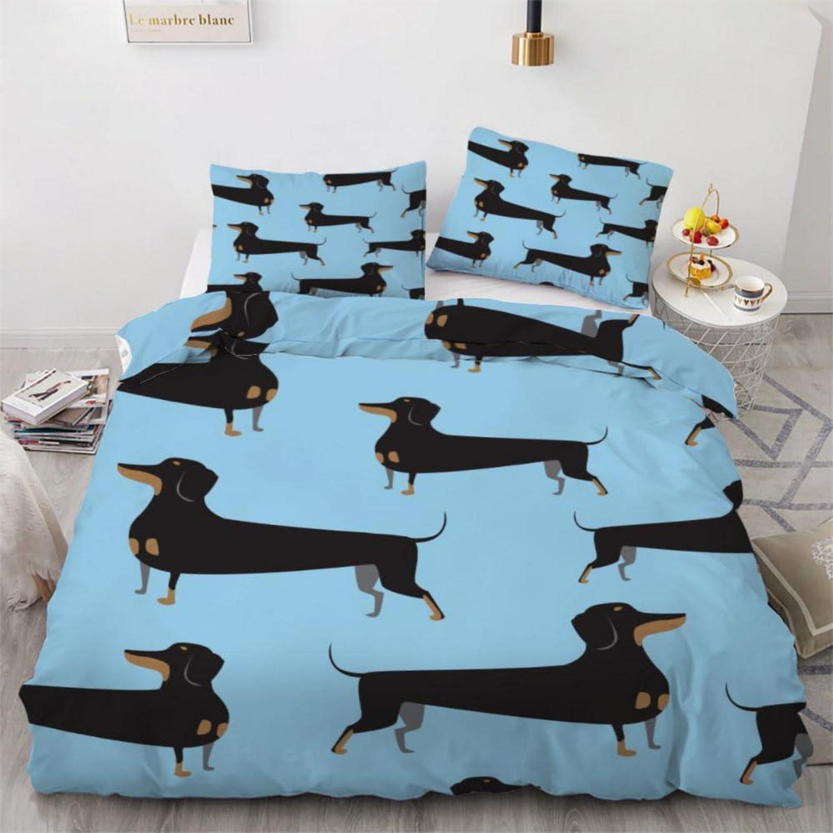 Dackel Kinderbettwäsche Set 135x200 cm 4-teilig Mikrofaser