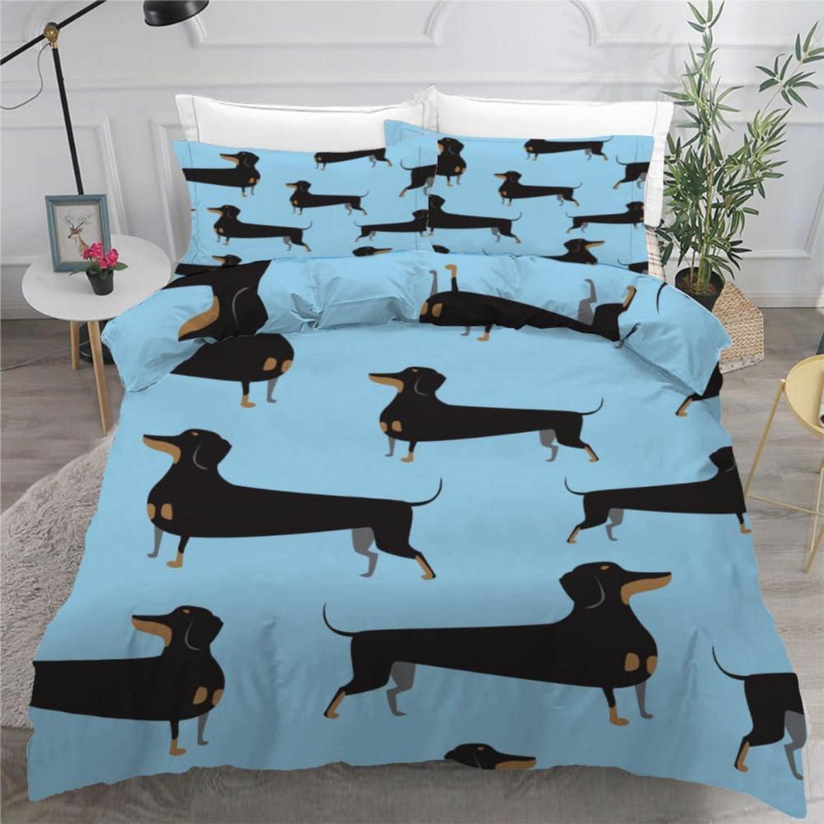 Dackel Kinderbettwäsche Set 135x200 cm 4-teilig Mikrofaser