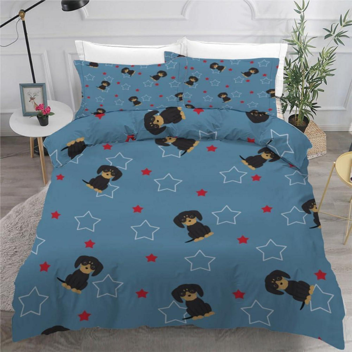Dackel Bettwäsche Set 220x240 cm - 3-teilig Mikrofaser