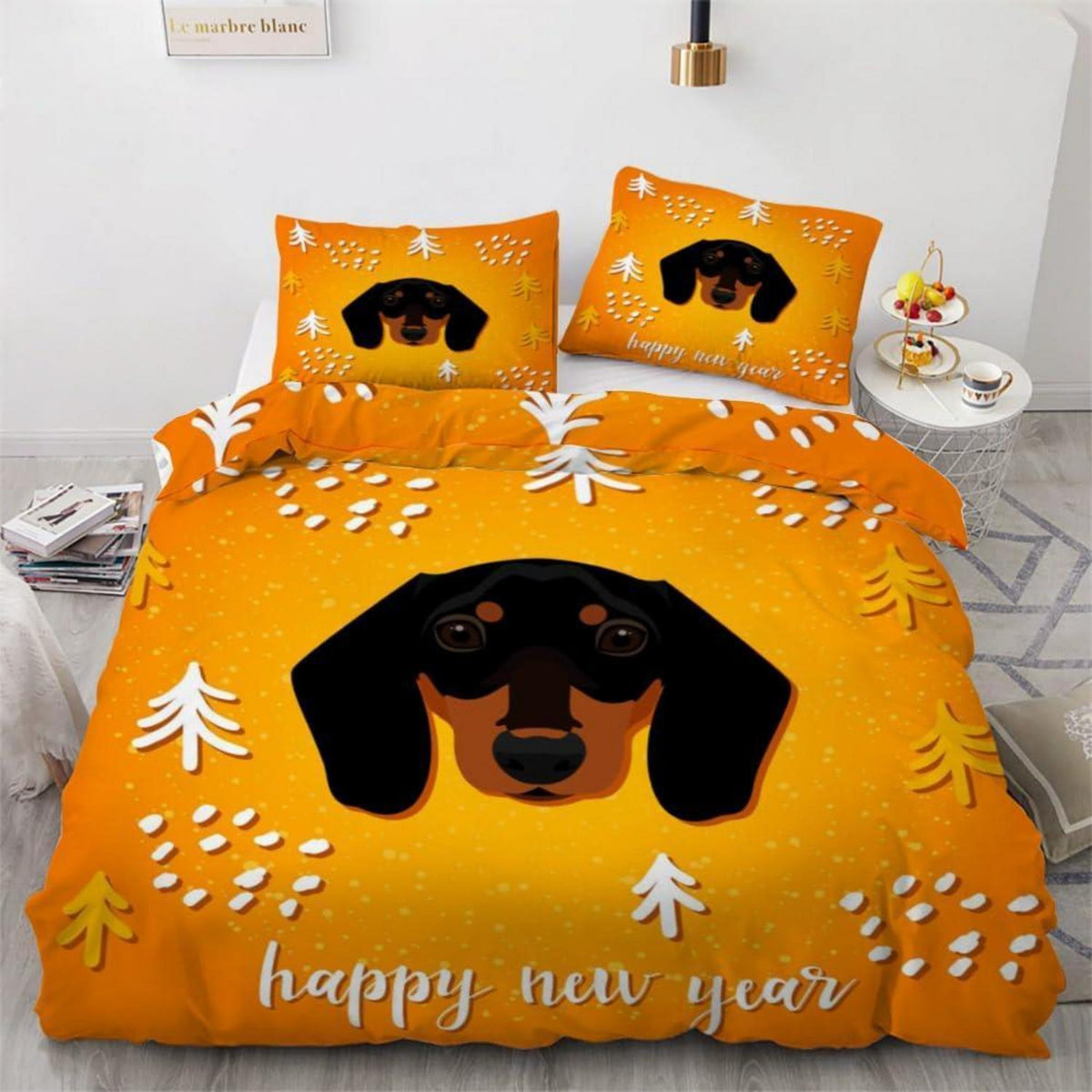 Dackel Bettwäsche Set 220x240 cm - 3-teilig Mikrofaser Weihnachten