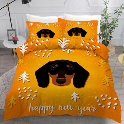 Dackel Bettwäsche Set 220x240 cm - 3-teilig Mikrofaser Weihnachten