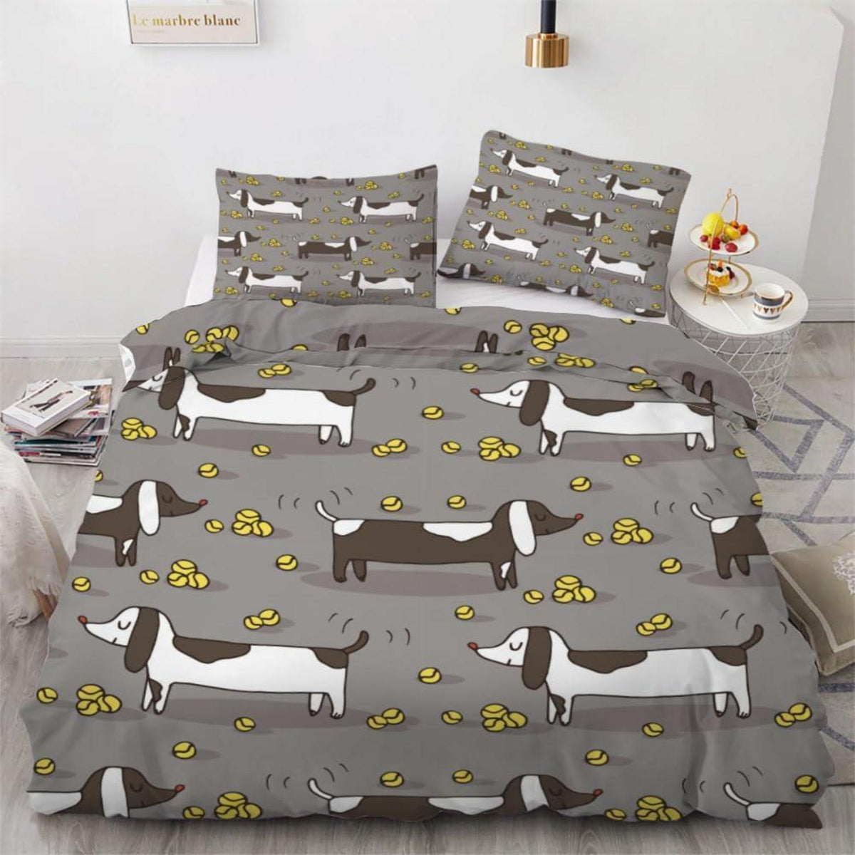 Dackel Bettwäsche Set 200x200 cm - 3-teilig Mikrofaser