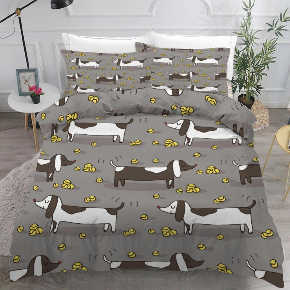 Dackel Bettwäsche Set 200x200 cm - 3-teilig Mikrofaser