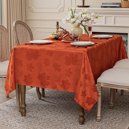 Herbstliche Tischdecke Jacquard Ahornblatt, 152x305 cm