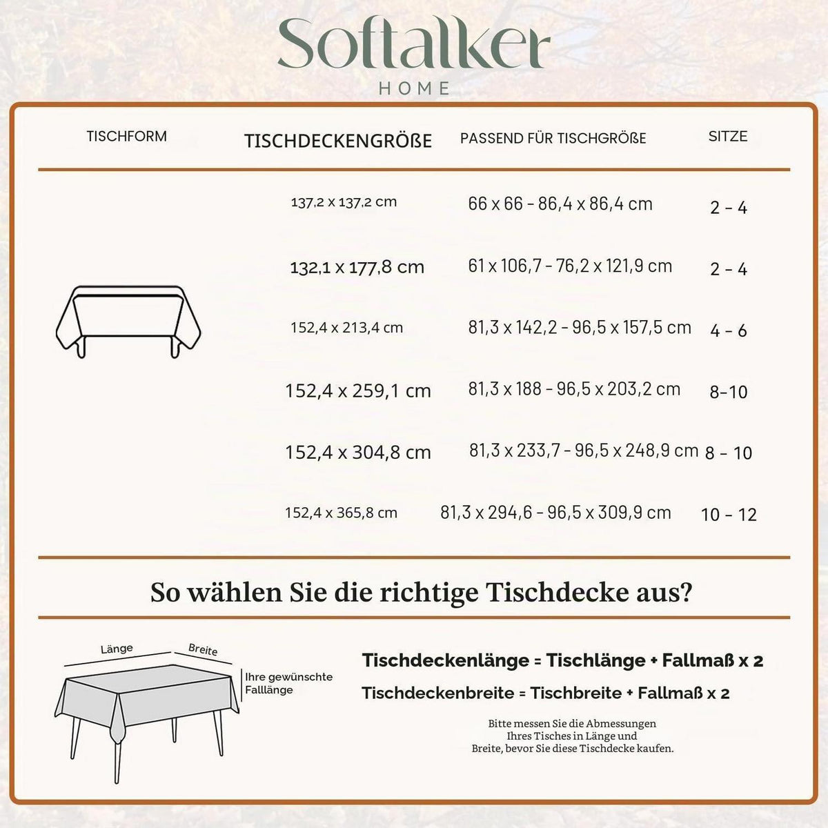 Jacquard Tischdecke Herbst Ahornblatt, 152x259 cm