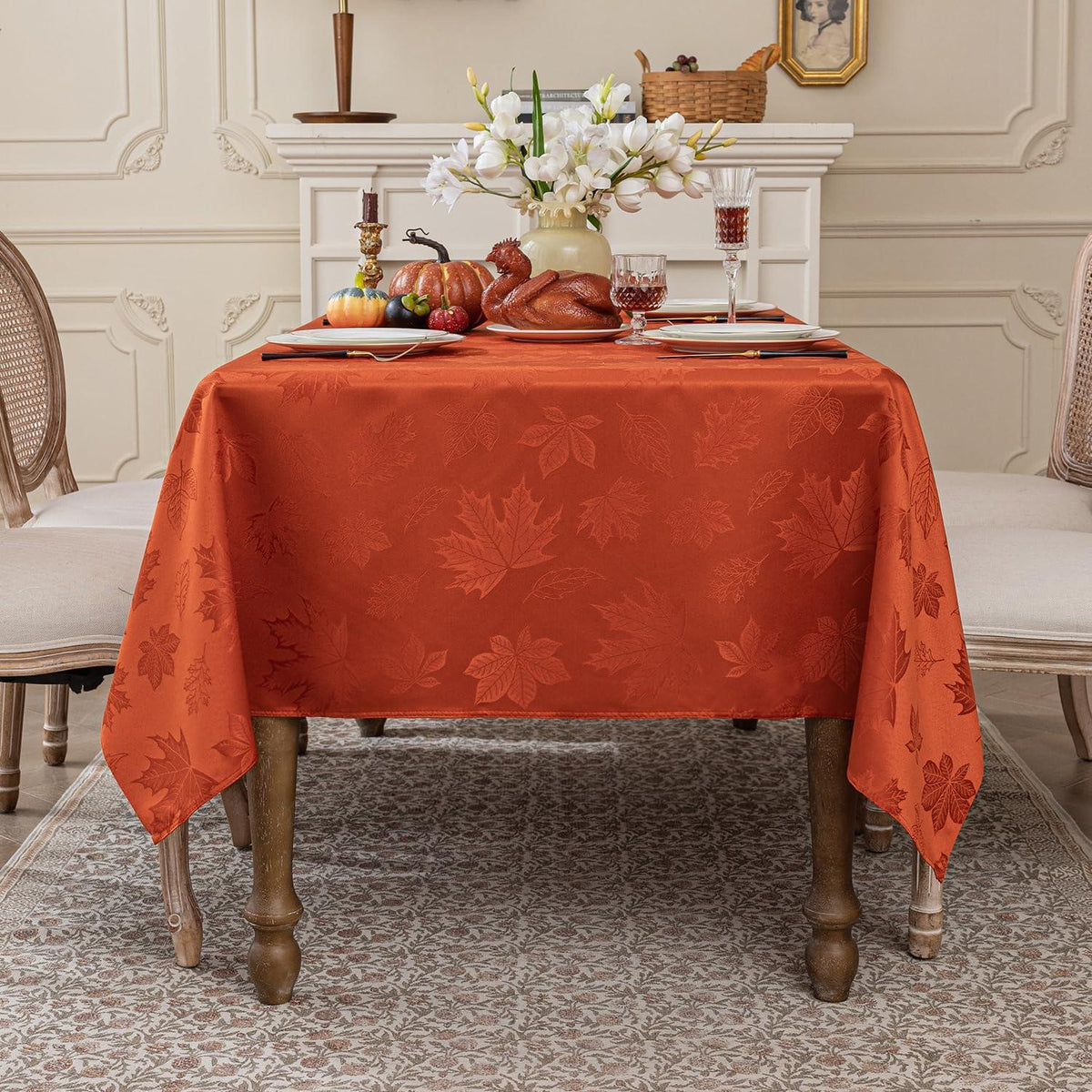 Jacquard Tischdecke Herbst Ahornblatt, 152x259 cm