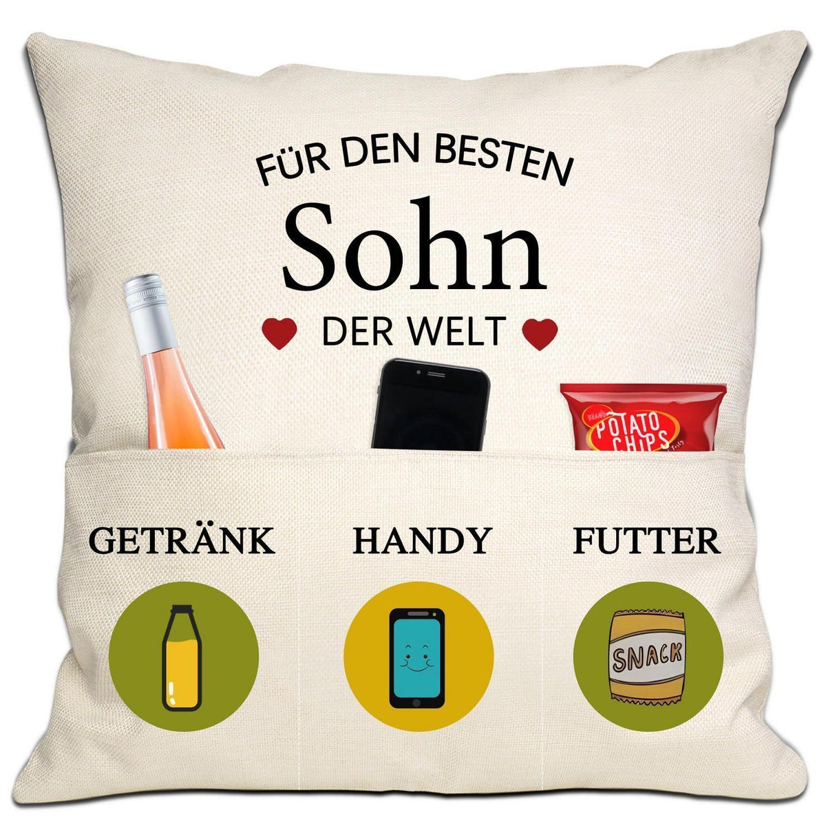 Mum Dad Sohn Kissenbezug 18x18 Zoll - Geschenkidee