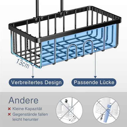 Duschablage zum Hängen Edelstahl Schwarz ohne Bohren
