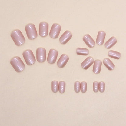 Rosa Glaze Press On Nails - Kurze, Quadratische Kunstnägel