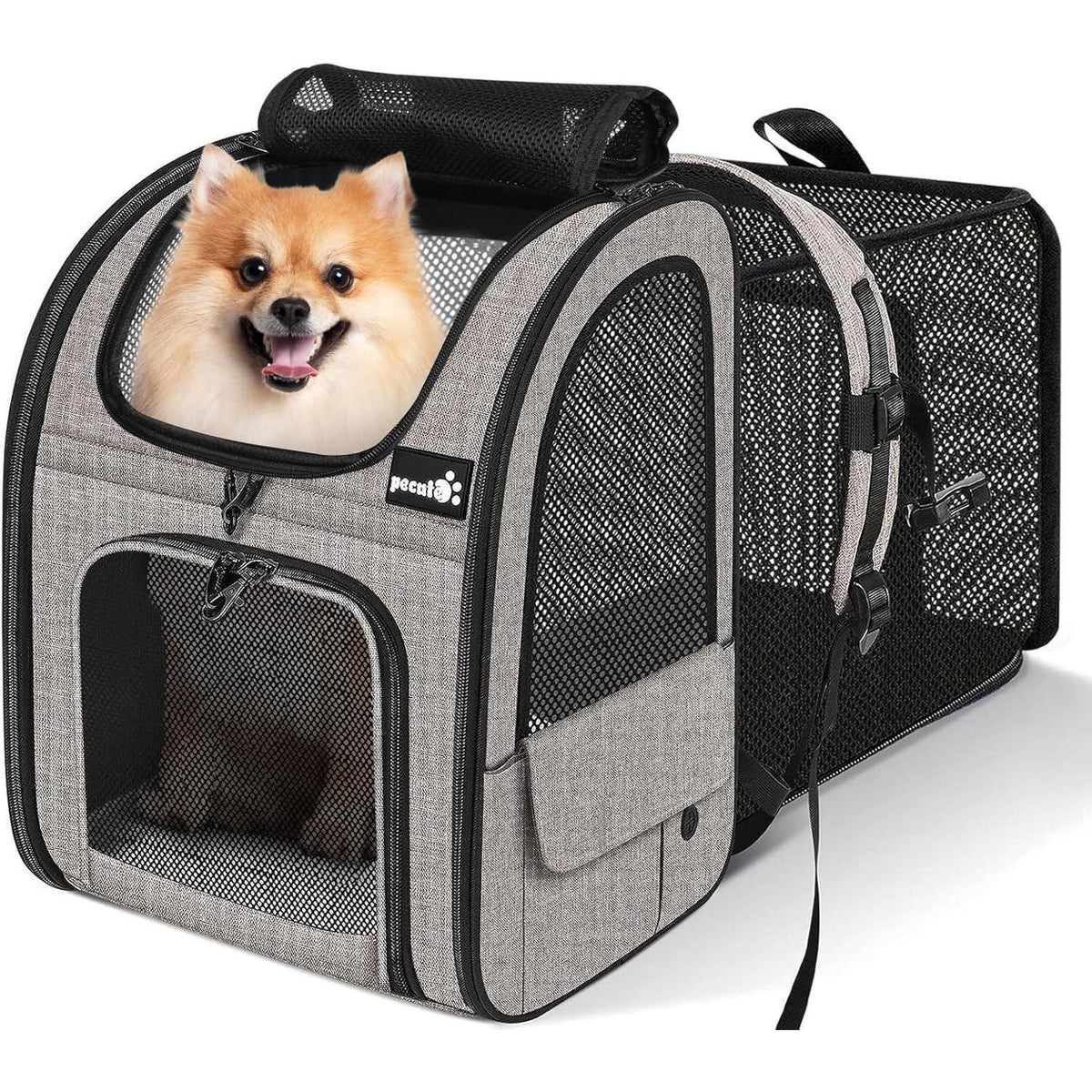 Erweiterbarer Haustier-Rucksack XL für Hunde & Katzen, atmungsaktiv