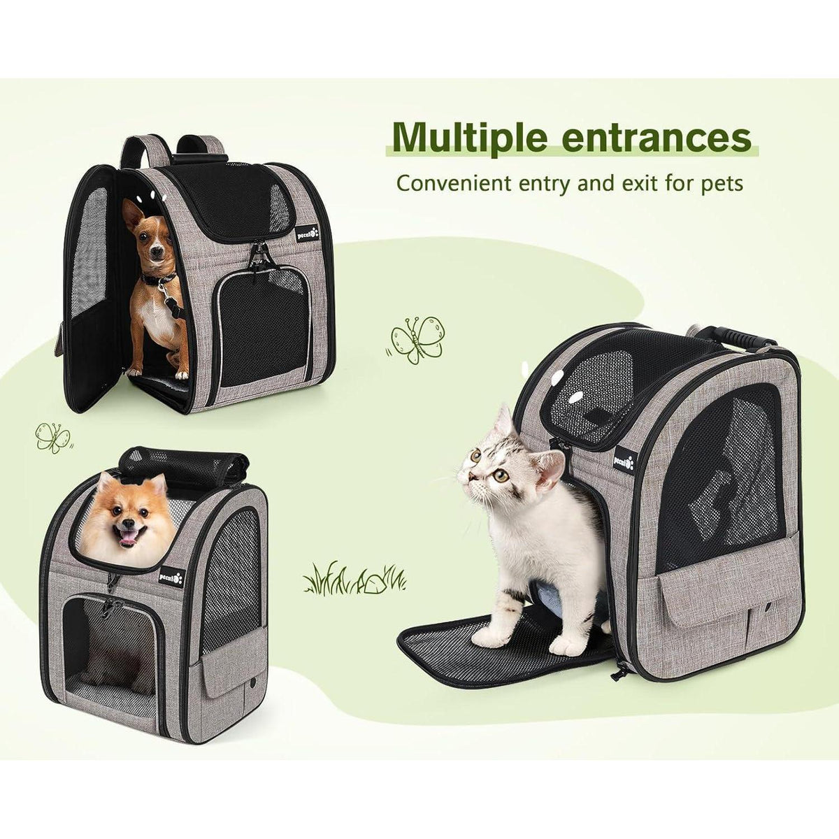 Erweiterbarer Haustier-Rucksack XL für Hunde & Katzen, atmungsaktiv