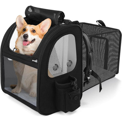 Erweiterbarer Haustierrucksack XL mit Fenster für Hunde & Katzen