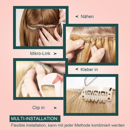 Echthaar Tressen Blond – Remy Haarverlängerung 55cm