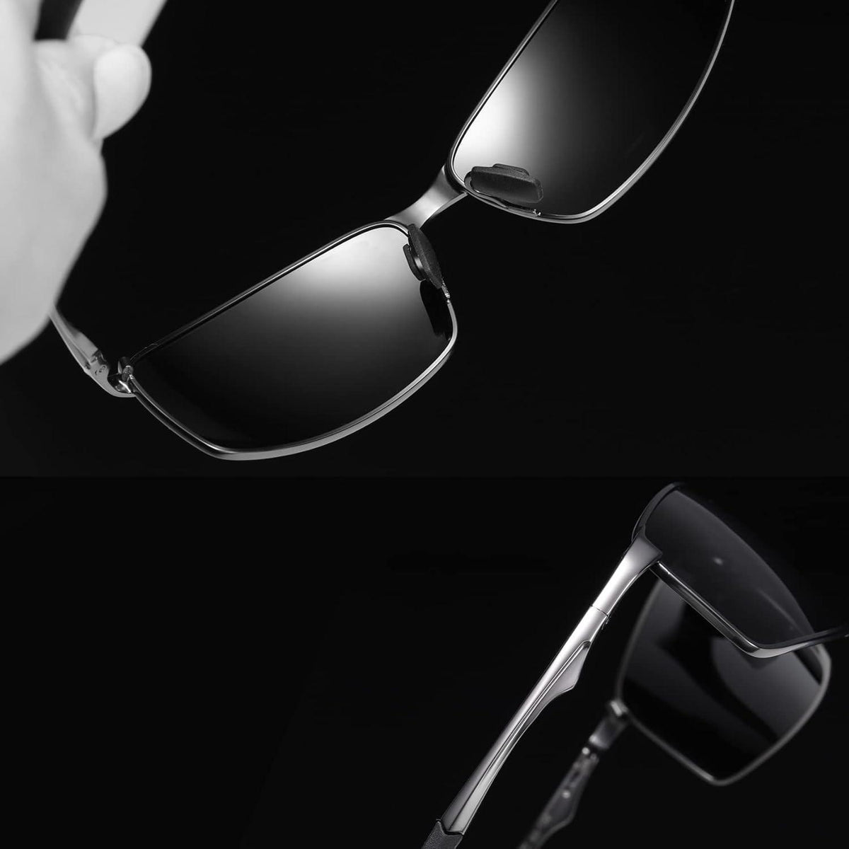 Polarisierte Sport Sonnenbrille Herren UV400 Schutz 2er Set Schwarz Grau