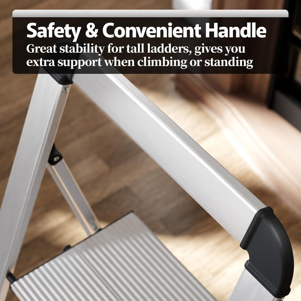 5-Stufen Klappleiter mit Handlauf, Aluminium, rutschfest, 150 kg