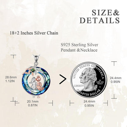 Schwestern Halskette Sterling Silber Infinity Herz Blauer Kristall