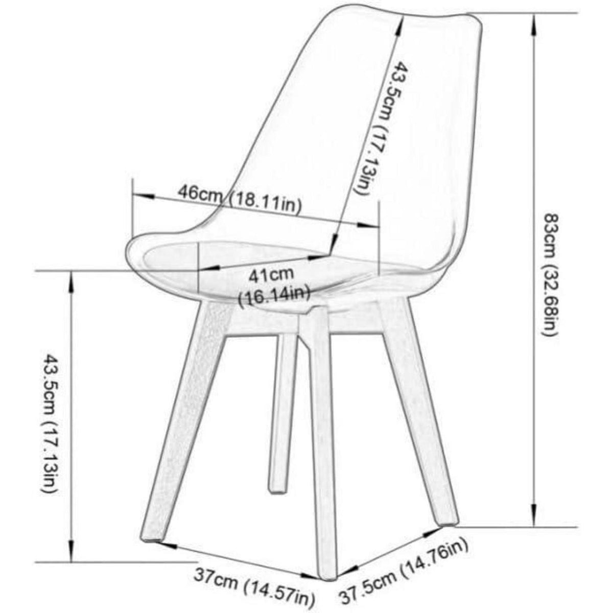 Skandinavische Esszimmerstühle 4er-Set in Lederoptik Sitzkissen