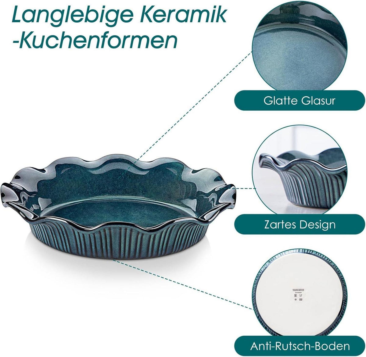 Vancasso STERN Tarteform Steingut 26cm Backform Ofenfest grün