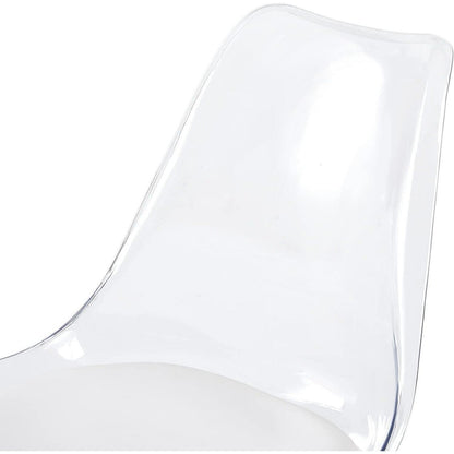 Transparente Esszimmerstühle mit Buchenbeinen in Lederoptik