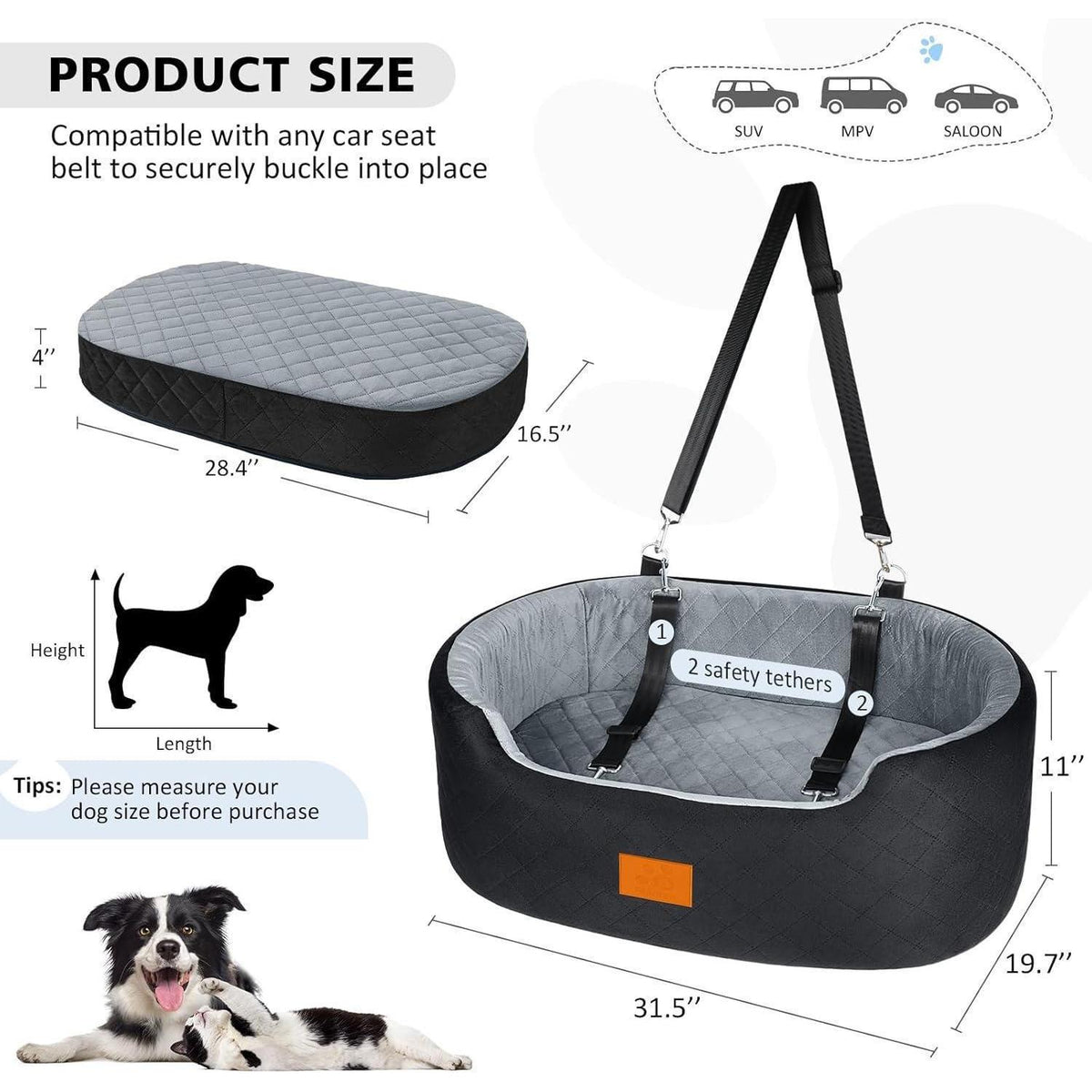 Hundesitz Auto – Sicher & Komfortabel für Große/Mittel Hunde