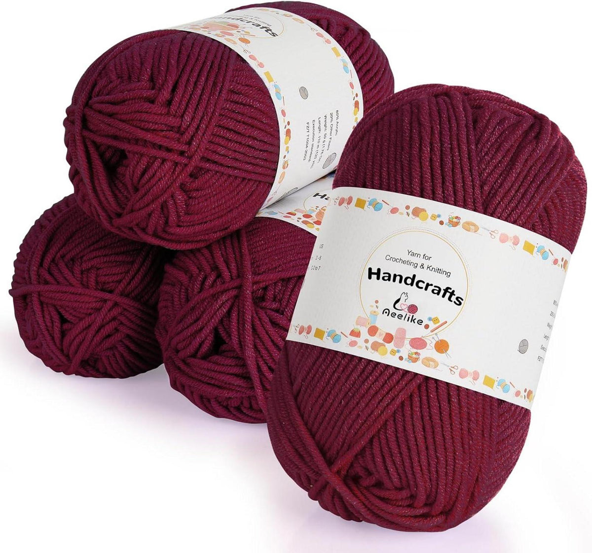 Acrylic Wool Set 200g 5Ply Crochet Yarn Bunte Häkelgarn 4x50g