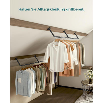 Industrielle Rohr Kleiderstange 2er Set, 167cm Wandmontage Schwarz