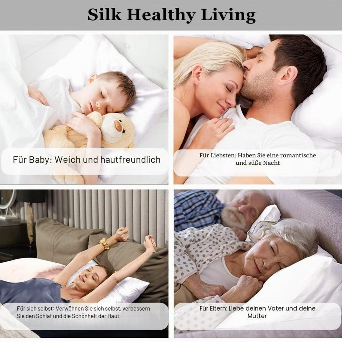 Seidenkissenbezug 21 Momme Maulbeerseide, King Size, Weiß