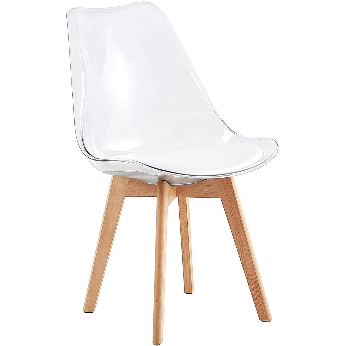 Transparente Esszimmerstühle Set 4er – Skandinavischer Stil mit Holzbeinen