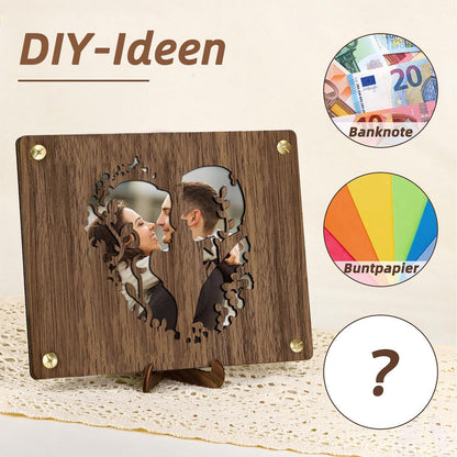 Holz Geldgeschenk Hochzeit Originell mit Karte & Ständer
