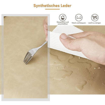 Esszimmerstühle Set 4er, Polsterstühle mit Armlehnen Creme in Lederoptik