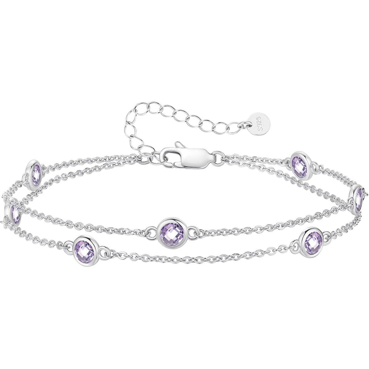 Silber Armband Damen 925 Sterling Silber Zirkonia Verstellbar