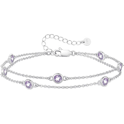 Silber Armband Damen 925 Sterling Silber Zirkonia Verstellbar