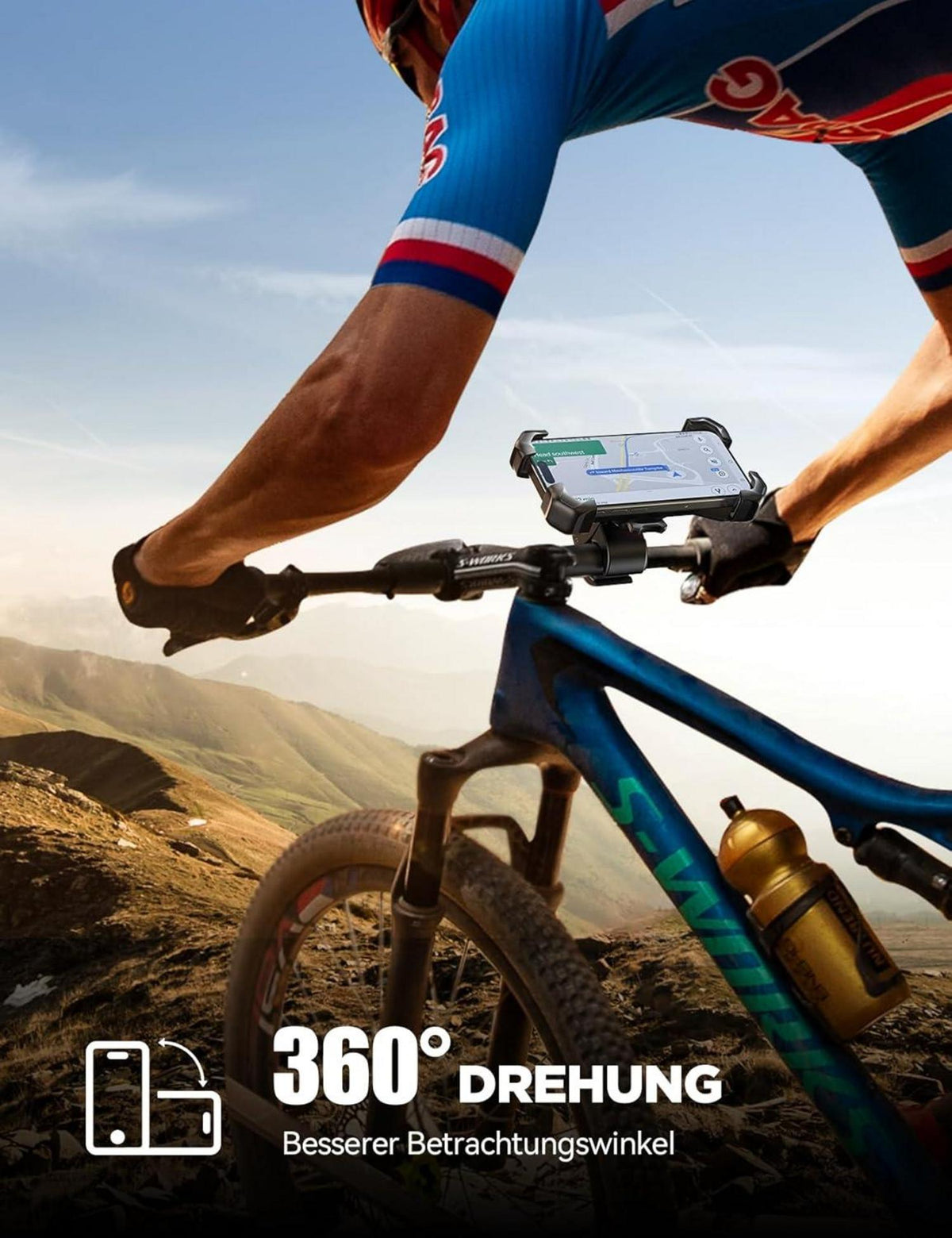 Fahrrad Motorrad Handyhalterung 360° Halter iPhone Samsung