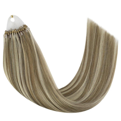 Echthaar Micro Ring Extensions Hellbraun 40cm