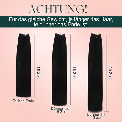 Echthaar Tressen Schwarz 45cm – Remy Haarverlängerung