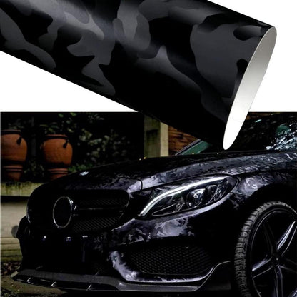 Auto Folie Camouflage Schwarz Glänzend – Selbstklebend 180x152cm