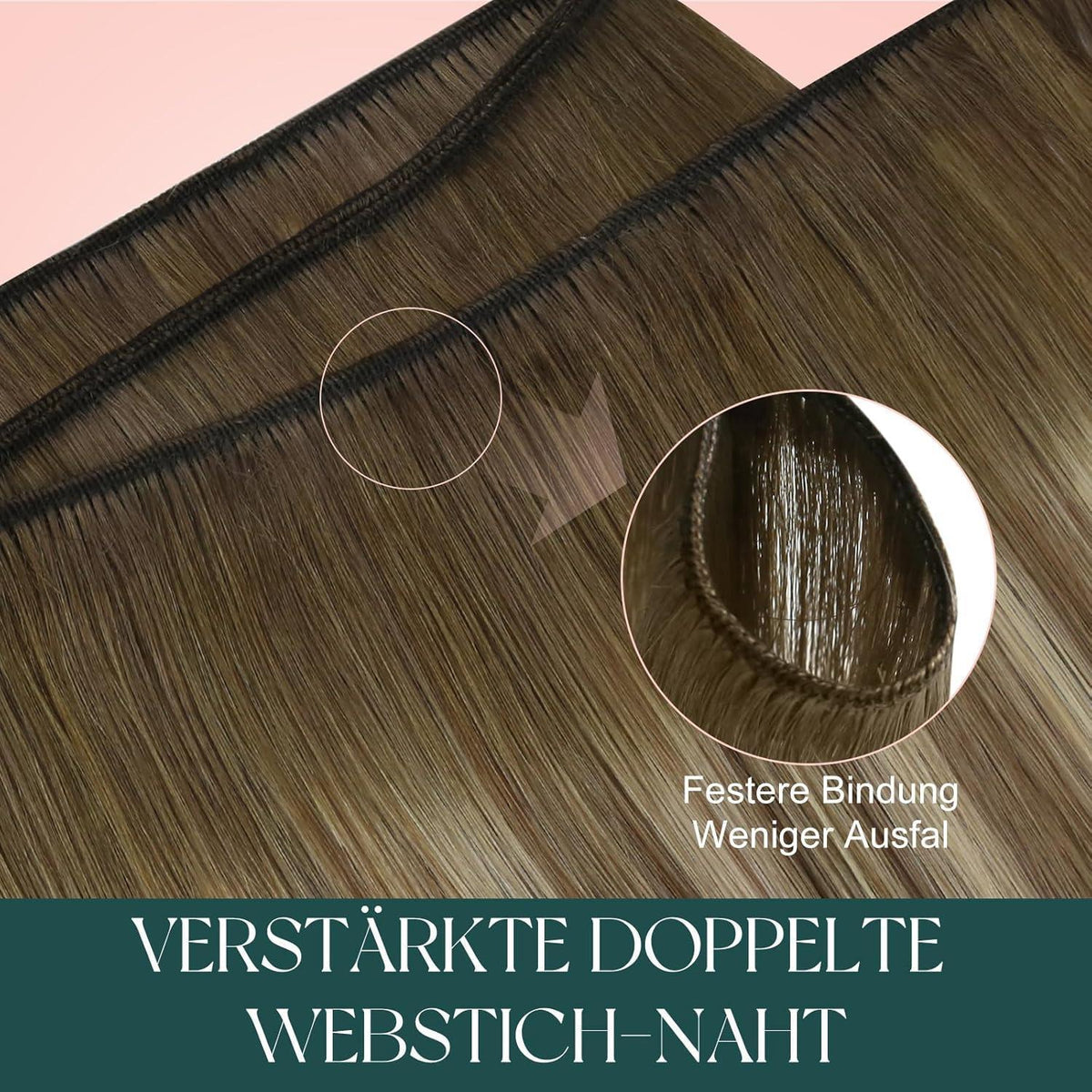 Echthaar Tressen Balayage Braun Blond Ombre 40cm