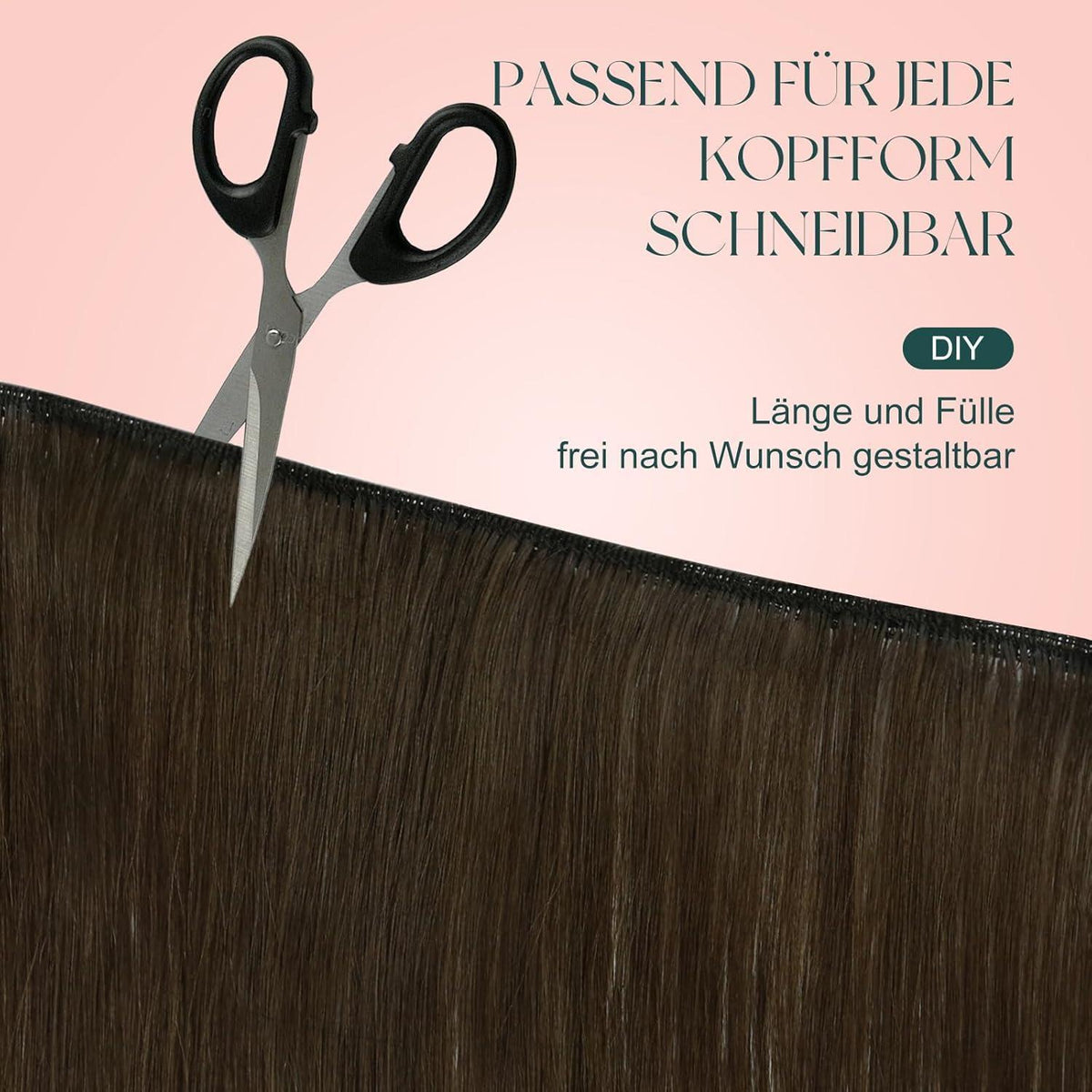 Echthaar Tressen zum Einnähen Dunkelbraun/Aschblond 55cm