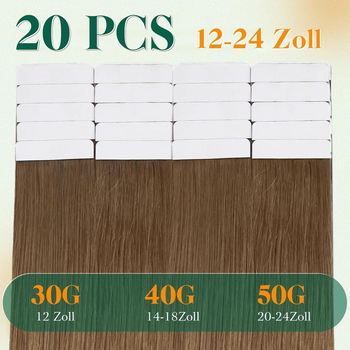 Echthaar Tape Extensions Balayage Braun Goldbraun Ombre
