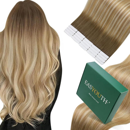 Echthaar Tape Extensions Balayage Blond Mix 55cm